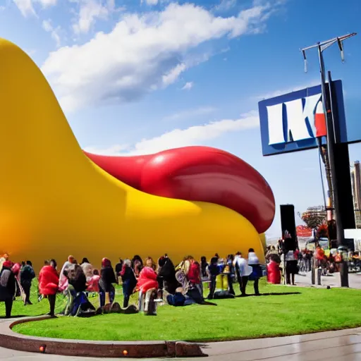 Image similar to An IKEA hotdog sculpture by Jeff Koons