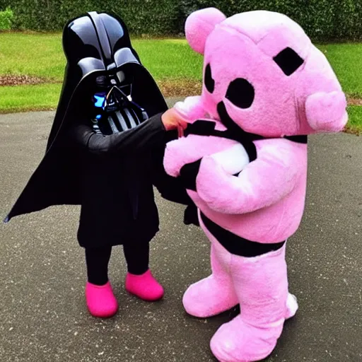 Prompt: a beautiful photo of a pink plushy darth vader teddy bear, trending on instagram