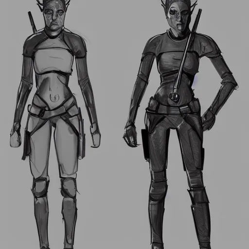 Image similar to ryan church concept art sketch star wars twi'lek insurgent character reference sheet