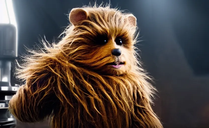 Image similar to hamster as chewbacca, movie still, star wars, cinematic, sharp focus, cinematic grain, cinematic lighting, 8 k