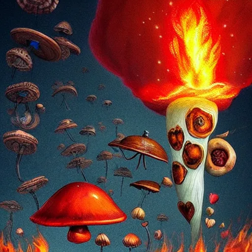 Image similar to ❤🔥🍄🌪, trending on art station, in the sky, highly realistic surrealist art