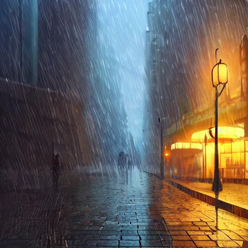 Prompt: the scenery, the movie weathering with you, by makoto shinkai, light effect, rainy weather, city center 8 k