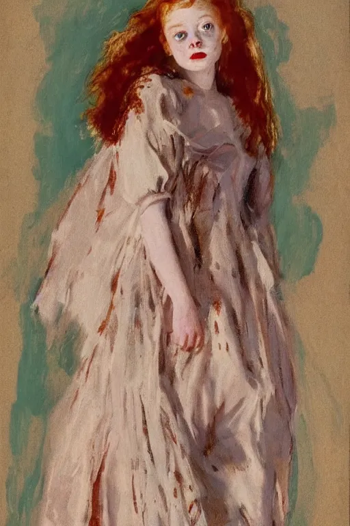 Image similar to portrait of sadie sink as delirium of the endless, the sandman by walter sickert, john singer sargent, and william open