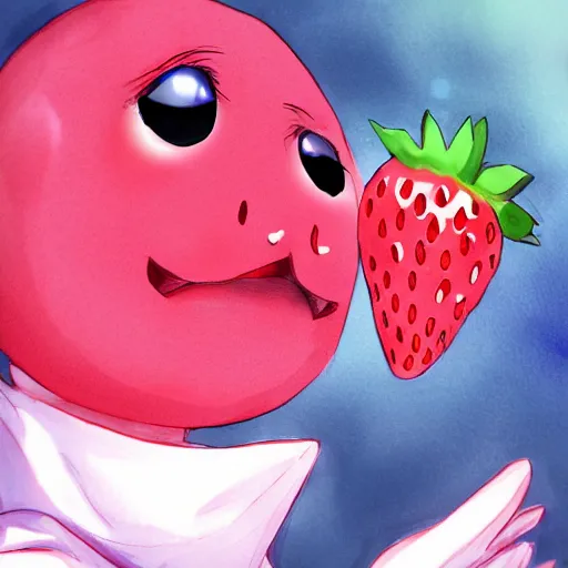 Image similar to adorable strawberry creature trending on pixiv