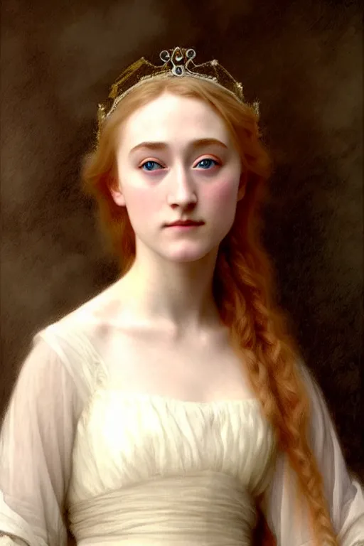 Image similar to saoirse ronan princess, painting by rossetti bouguereau, detailed art, artstation