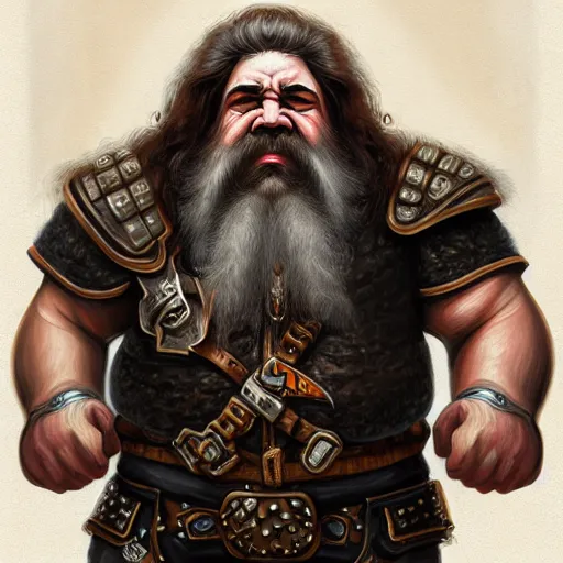 Prompt: portrait painting of a dwarven biker, sharp focus, award - winning, trending on artstation, masterpiece, highly detailed, intricate. art by merwild and ernesto irawan and rachel denton