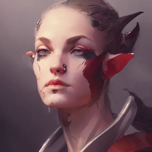 Image similar to portrait of an elf woman with elf ears wearing a valve index, dramatic lighting, illustration by Greg rutkowski, yoji shinkawa, 4k, digital art, concept art, trending on artstation