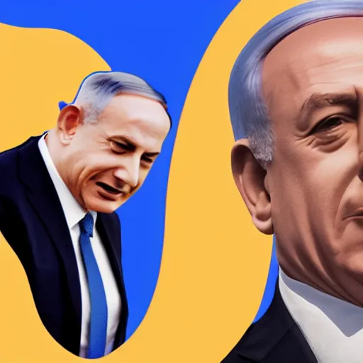 Image similar to benjamin netanyahu swirling into madness, by michael cheva and salvador dali and wayne barlower