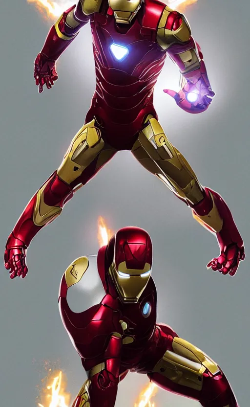 Image similar to portrait of robert sheehan as iron man from the avengers infinity war, character concept art, hyperrealistic, detailed, accurate illustration, dramatic lighting, action pose