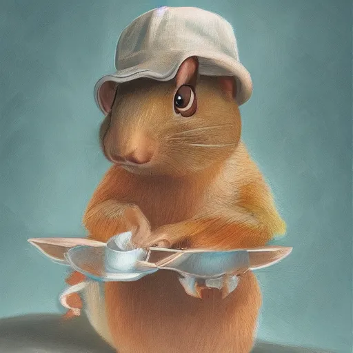 Image similar to a squirrel wearing a bucket hat. pixar.