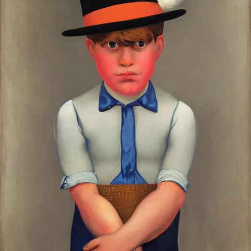 Image similar to a boy wins in the circus by Raphael, Hopper, and Rene Magritte. detailed, romantic, enchanting, trending on artstation.