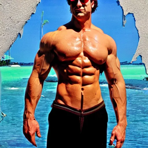 Prompt: muscled Les Grossman from Tropical Thunder