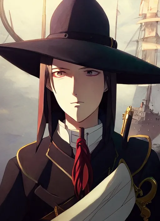 Prompt: portrait of lady maria, helm of second world war warship in background, illustration concept art anime key visual trending pixiv fanbox by wlop and greg rutkowski and makoto shinkai and studio ghibli and kyoto animation, symmetrical facial features, shoulder eyes, astral witch clothes, dieselpunk, realistic anatomy, gapmoe yandere grimdark, volumetric lighting, backlit