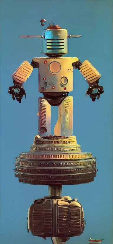 Prompt: a robot wearing a sombrero by Beeple, Frank Frazetta, Akiman, Bengus