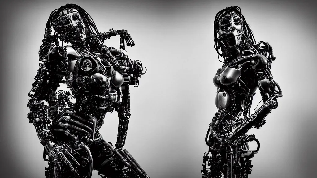 Image similar to Award winning photography of a cyberpunk bionic cyborg by David Yarrow