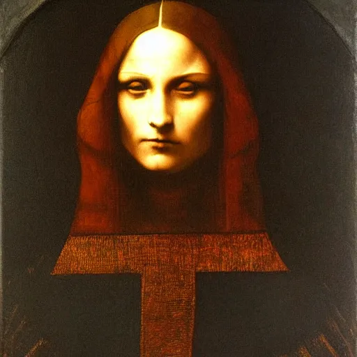 Prompt: gothic american by leonardo da vinci, oil painting, frisson, sfumato