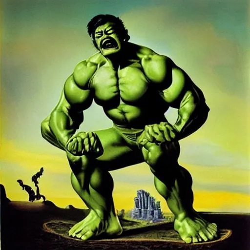Image similar to hulk, salvador dali