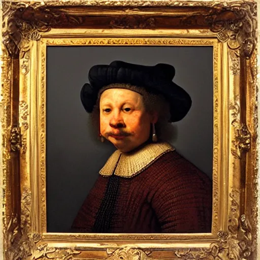 Prompt: Khaby Lame, oil on canvas by Rembrandt