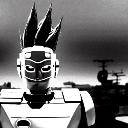 Prompt: movie still of robot goku, cinematic composition, cinematic light, criterion collection, by david lynch