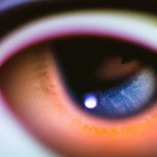 Image similar to of an human eye with a galaxy inside, macro shot, ultra realistic, 50mm lens