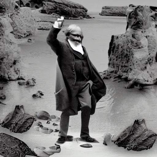 Prompt: dreamt in 5. 7 1 s for @ loo'e's! dream charles darwin in a bikini realistic 4 k photograph