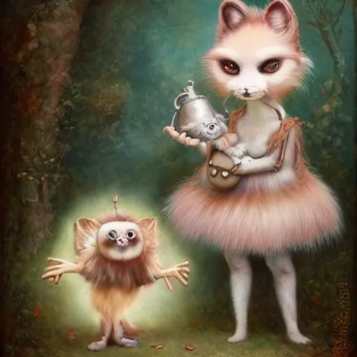 Image similar to a weird surreal and whimsical furry creature, fantasy concept art by nicoletta ceccoli, mark ryden, lostfish, max fleischer