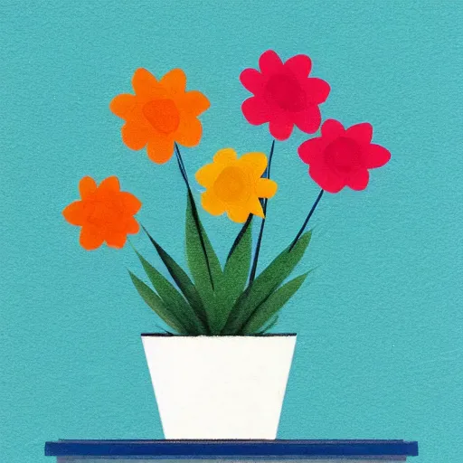 Image similar to flower in a pot but minimalistic concept art by frank stella gilleard james, whalen tom, colorful, soft light, trending on artstation, minimalism