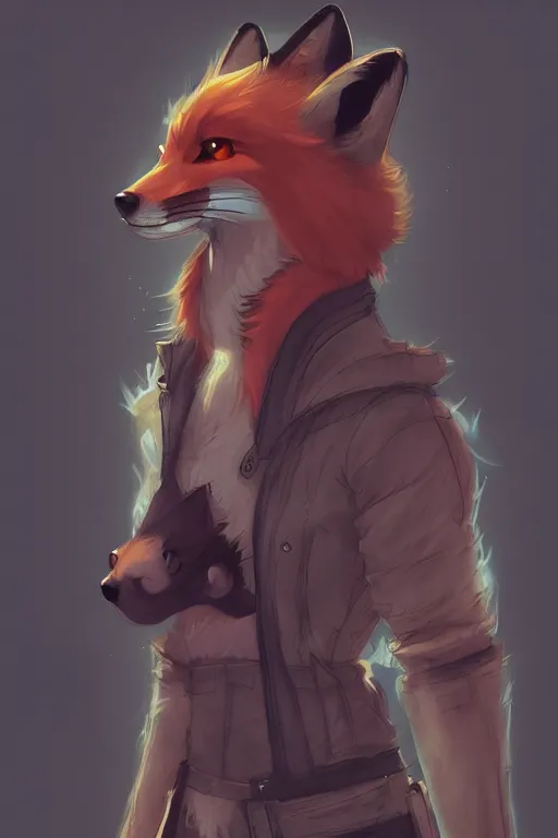 Image similar to a fox fursona, trending on artstation, by kawacy, furry art, digital art, cyberpunk, high quality, backlighting