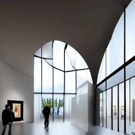 Prompt: ! dream an entry into an art museum whose architecture is inspired by drum and flute instrument pieces, raytracing ar 1 6 : 9