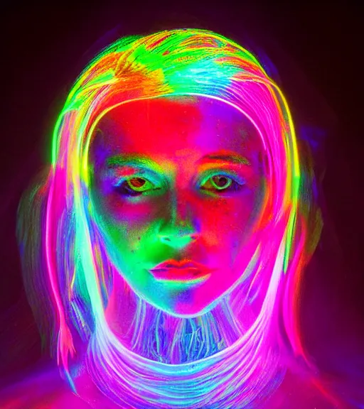 Image similar to lightpainting luminescent portrait, diffuse luminescent lightpainting, intricate wiccan rainbow lightpainting, elegant light, highly detailed zen prisms, lifelike, fully photorealistic, artstation, luminescent beautiful concept art, smoothened, sharp luminescent focus, sharp art by john collier, michael bosanko