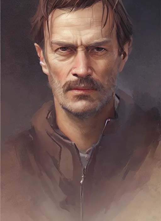 Image similar to a portrait of sam vimes, beautiful painting with highly detailed face by greg rutkowski and magali villanueve