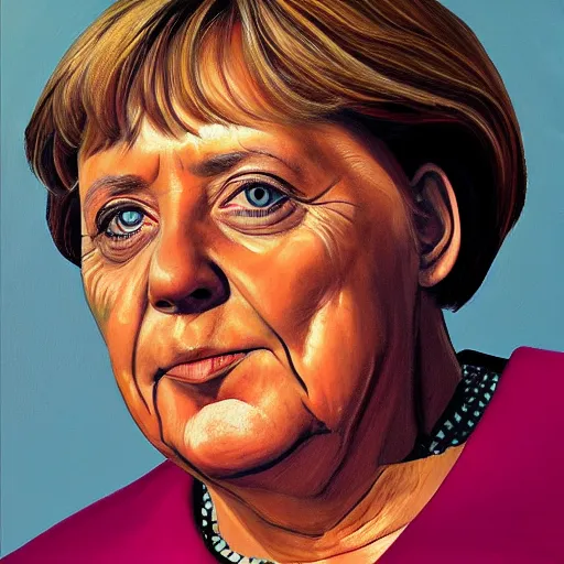 Prompt: portrait of angela merkel, painting by paula rego, high detail, high resolution