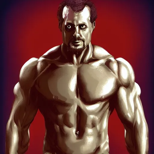 Image similar to Bishop X man, digital painting, muscular masculine figure