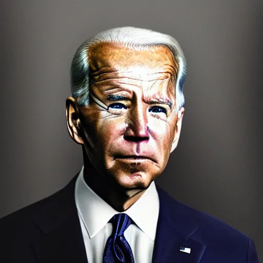 Image similar to A beautiful mixed media art of Joe Biden in profile, with their features appearing both in front of and behind their head. by David Burdeny funereal