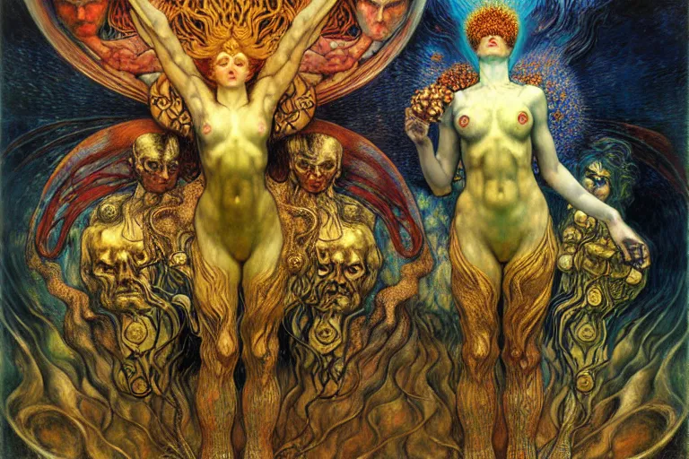 Image similar to Divine Chaos Engine by Karol Bak, Jean Delville, William Blake, Gustav Klimt, and Vincent Van Gogh, symbolist, visionary