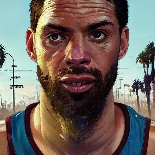 Image similar to highly detailed portrait steve curry basketball player in gta v, stephen bliss, unreal engine, fantasy art by greg rutkowski, loish, rhads, ferdinand knab, makoto shinkai and lois van baarle, ilya kuvshinov, rossdraws, tom bagshaw, global illumination, radiant light, detailed and intricate environment