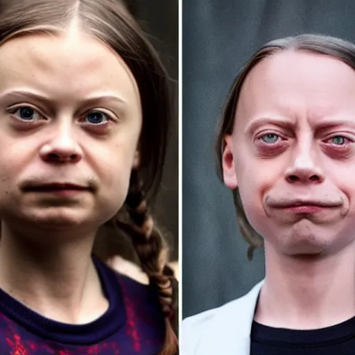 Image similar to a mix between greta thunberg and steve buscemi,