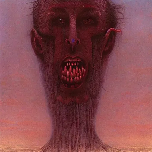 Prompt: vampire kisses man by Beksinski