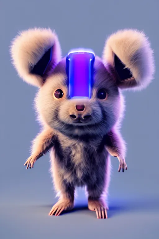 Image similar to high quality precisionist 3 d render post - cyberpunk very cute fluffy! wombat!! cyborg, mechanical paw, highly detailed, unreal engine cinematic smooth, in the style of detective pikachu, hannah yata charlie immer, neon purple light, low angle, uhd 8 k, sharp focus