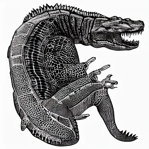 Image similar to 1 0 2 4 x 1 0 2 4 high resolution crocodile morphed with tiger kinetic art etching black and white “ gray ’ s anatomy ”