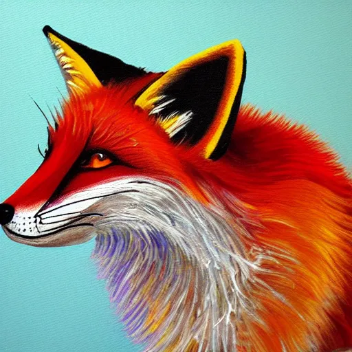 Image similar to retarded fox painting, vivid colors