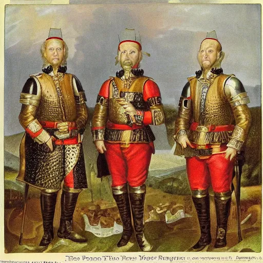 Image similar to portrait of the three stuges in the 30 years war