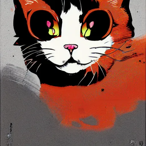 Image similar to delirium anime cat face portrait by petros afshar, tom whalen, laurie greasley, by greg rutkowski