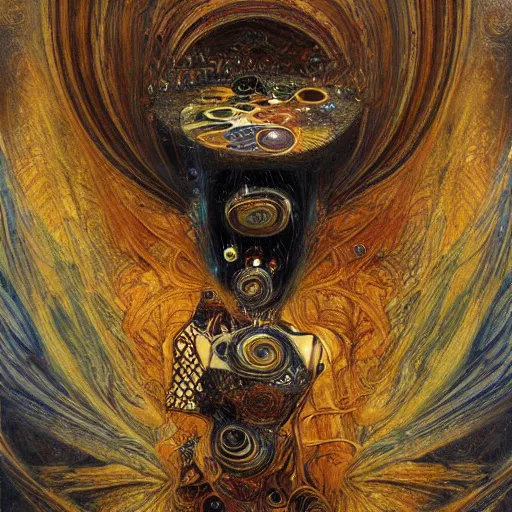 Image similar to Divine Chaos Engine by Karol Bak, Jean Deville, Gustav Klimt, and Vincent Van Gogh, visionary fractal structures