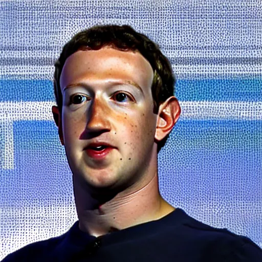 Image similar to mark zuckerberg introducing the Facebook Frog: a live frog