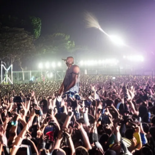 Prompt: kanye west performing at plaza de bolivar in armenia quindio