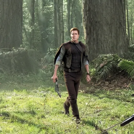 Image similar to Live Action Still of Jerma in The Hunger Games, real life, hyperrealistic, ultra realistic, realistic, highly detailed, epic, HD quality, 8k resolution, body and headshot, film still