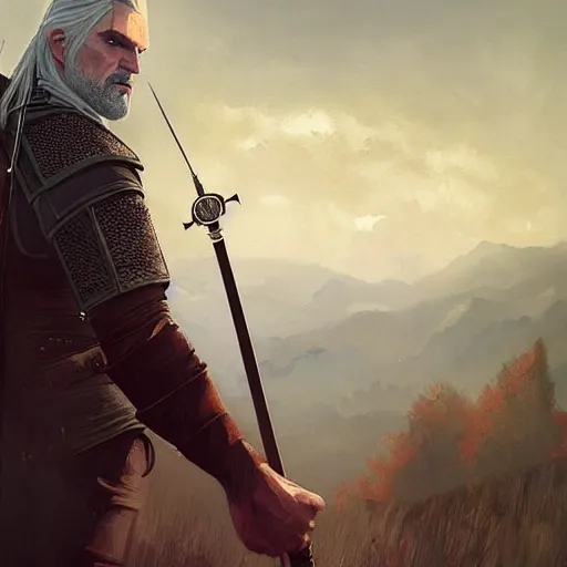 Image similar to witcher, paint by greg rutkowski