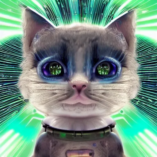 Image similar to a cute galactic alien kitten, hyper detailed