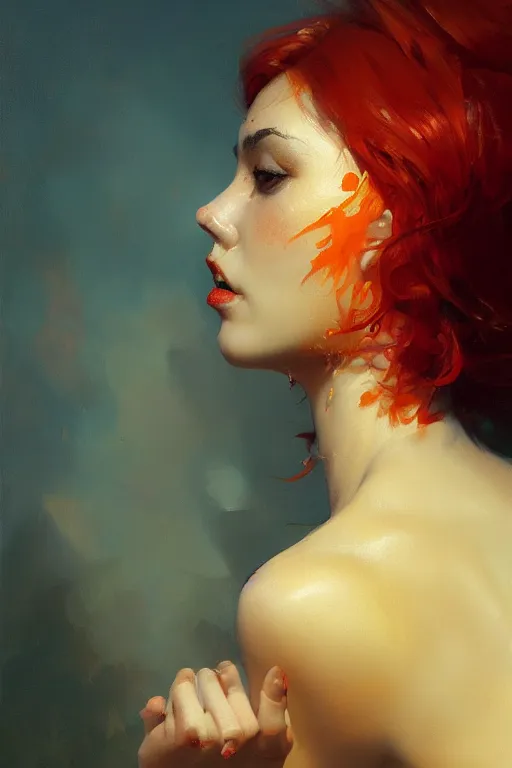 Prompt: orange kiss, oil painting, sunlit, paint texture, digital painting, highly detailed, artstation, sharp focus, illustration, concept art, ruan jia, charlie bowater, tom bagshaw, norman rockwell